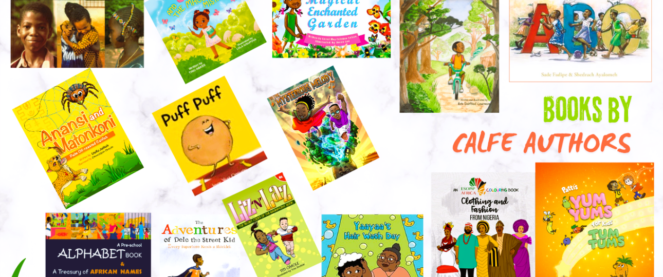 An image of a set of 14 books written by authors on the CALFE CIC team