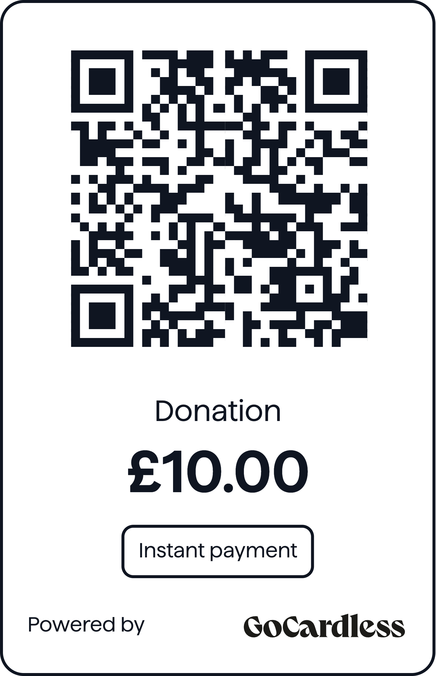 GoCardless £10 donation QR code