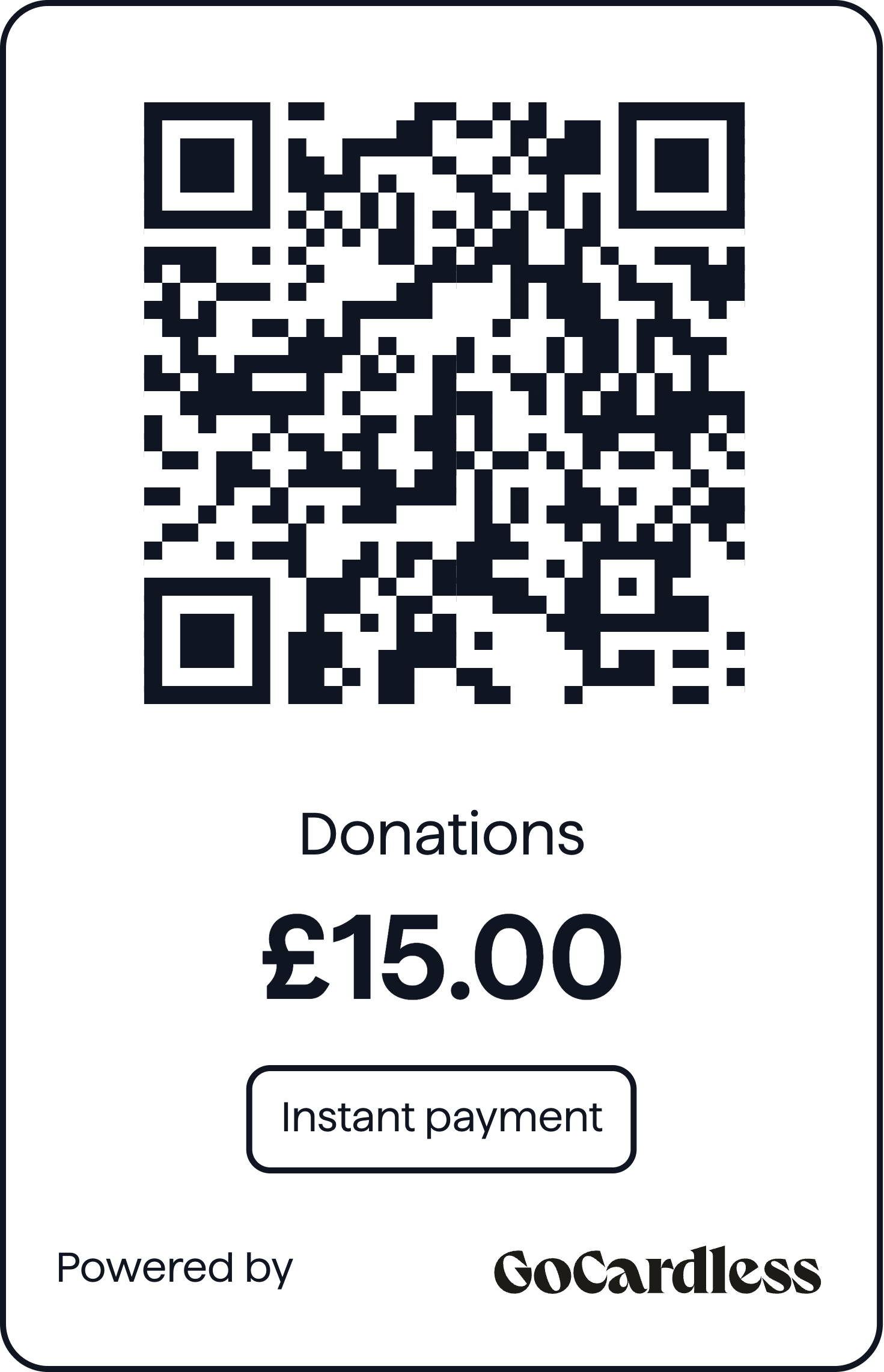 GoCardless £15 donation QR code