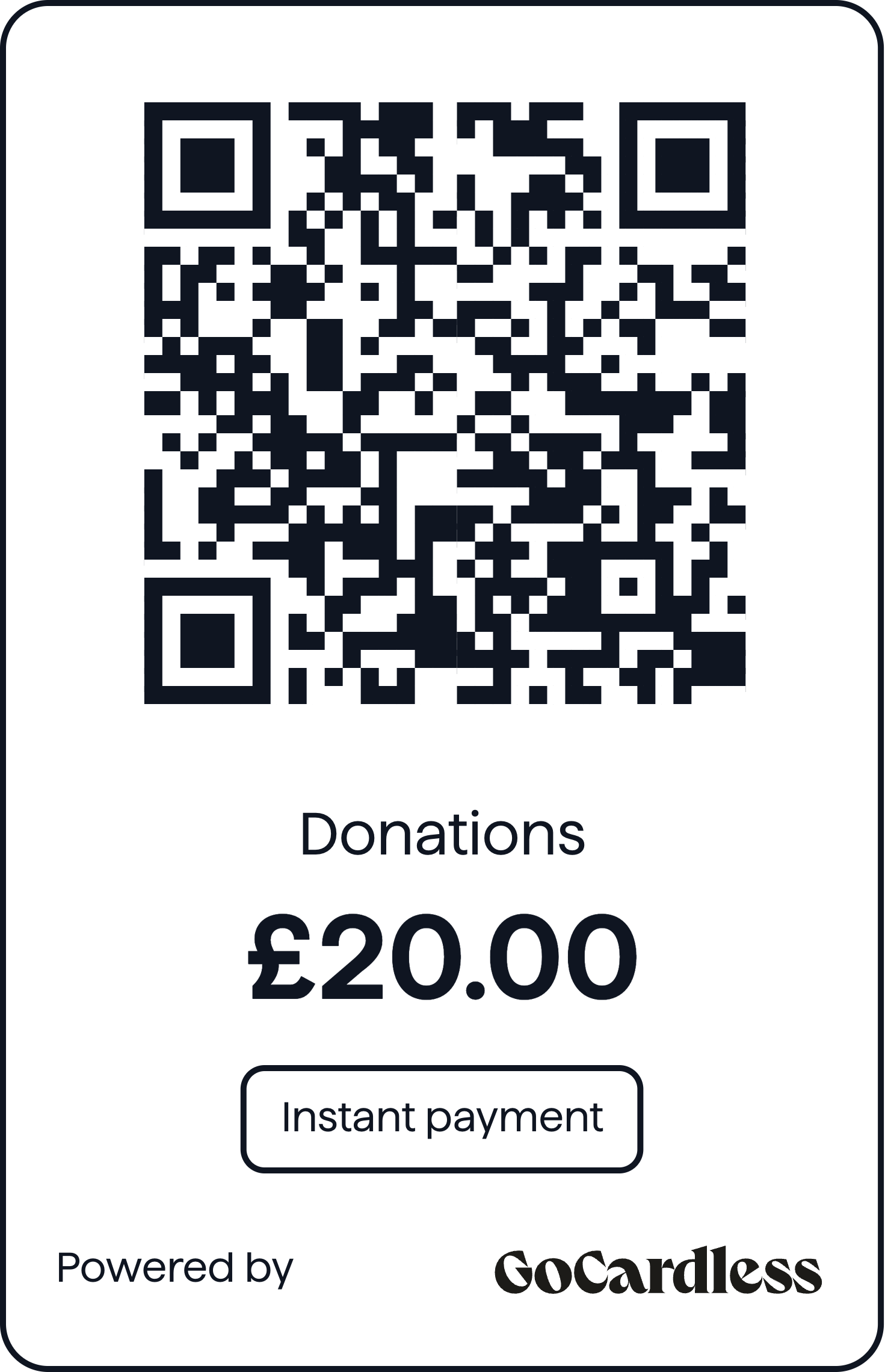 GoCardless £20 donation QR code
